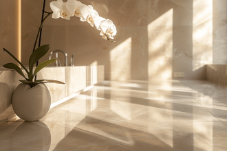 Marbre élégant et durable dans une salle de bain moderne