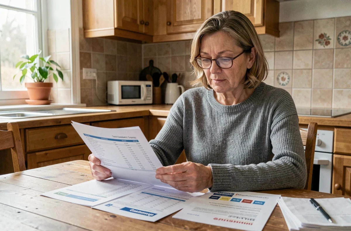 Femme comparant des devis pour le financement d'une pompe à chaleur à son domicile