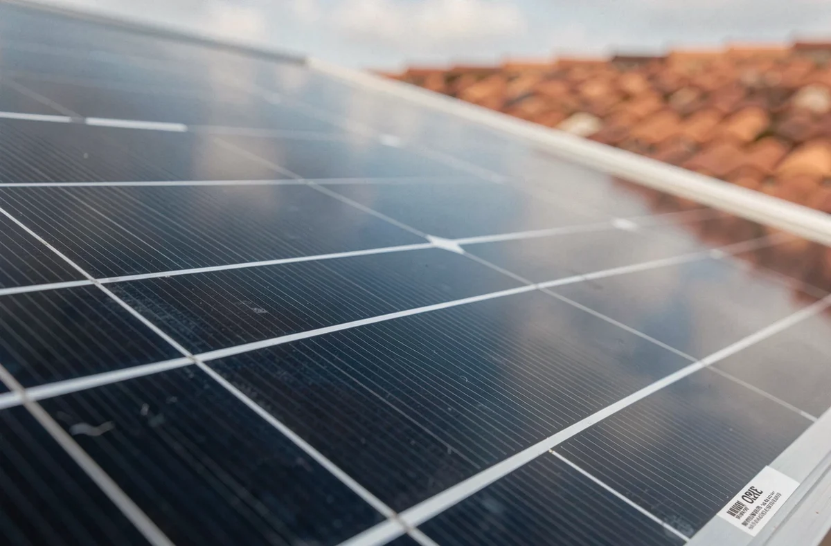 Gros plan sur les cellules monocristallines d'un panneau solaire 1000 watts