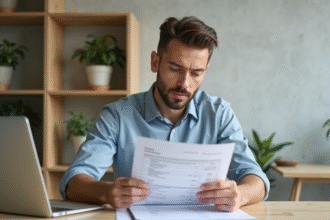 Homme en bureau moderne compare devis renovation