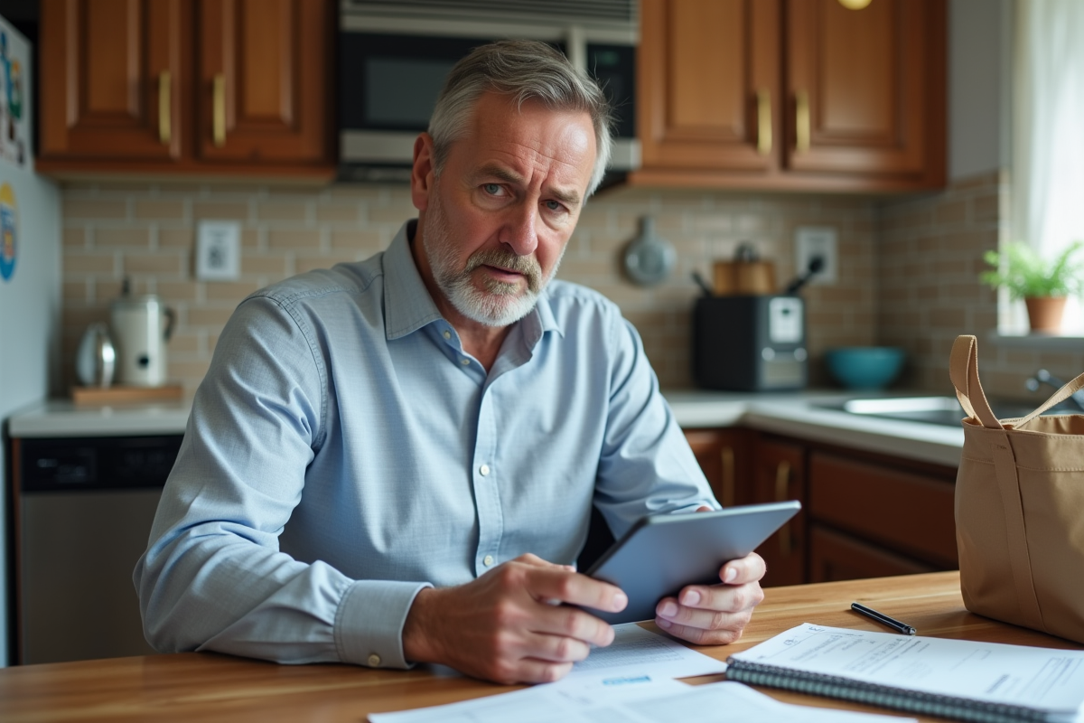 Homme d affaires vérifiant des devis de déménagement