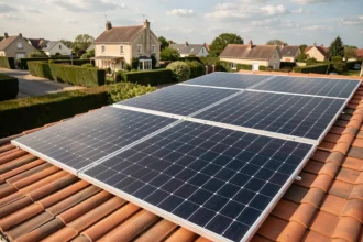 Installation de panneaux solaires de 3 kWc sur le toit d'une maison individuelle en France