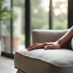 Salon moderne avec fauteuil confortable et lumière naturelle